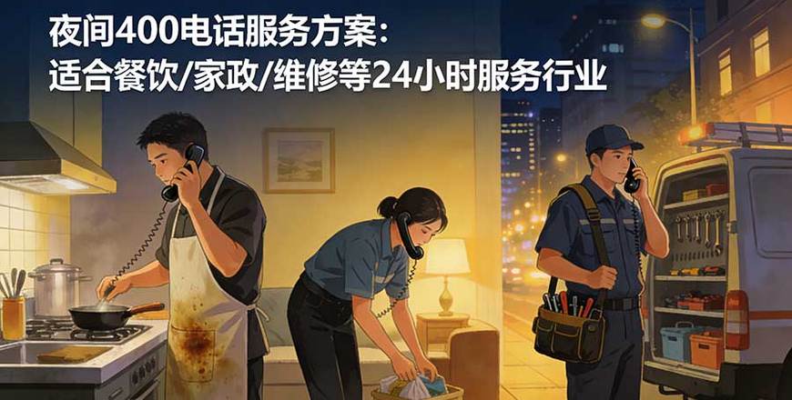 夜间400电话服务方案：适合餐饮/家政/维修等24小时服务行业