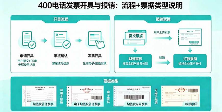400电话发票开具与报销：流程+票据类型说明
