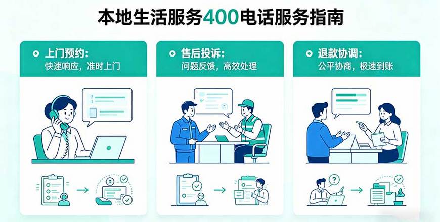 本地生活服务400电话：上门预约/售后投诉/退款协调设置